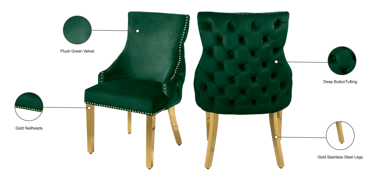 luna green velvet dining chair c