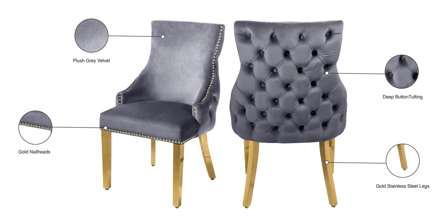 luna grey velvet dining chair c