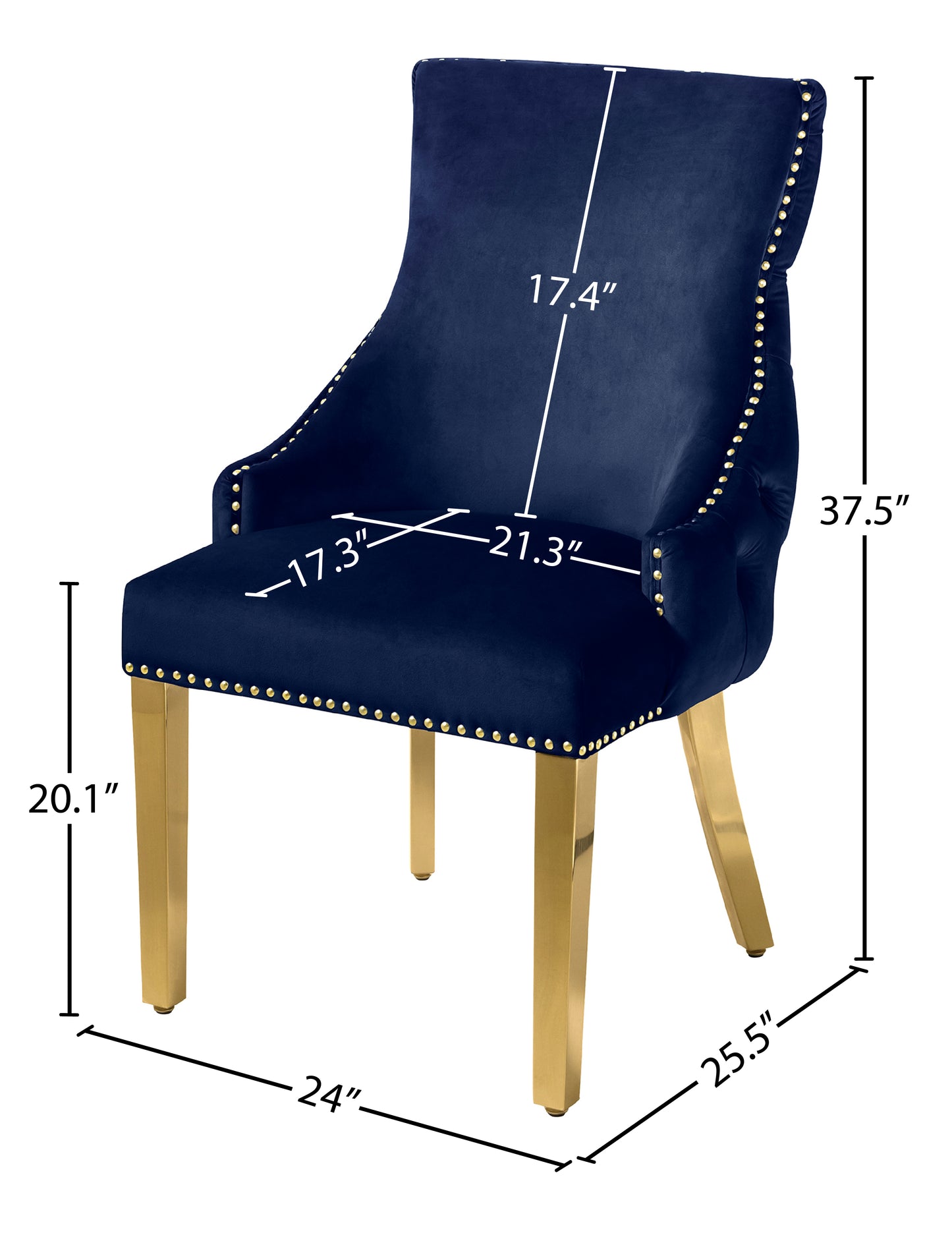 luna navy velvet dining chair c