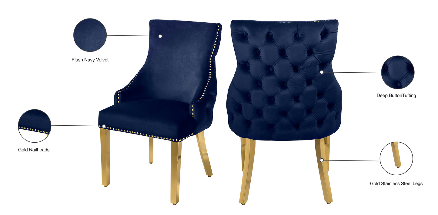 luna navy velvet dining chair c