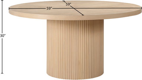 Willow 60" Natural Solid Wood and Oak Veneer Dining Table, 1 Piece