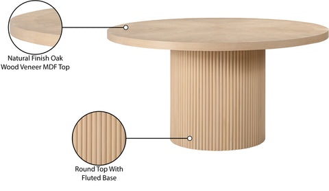 Willow 60" Natural Solid Wood and Oak Veneer Dining Table, 1 Piece