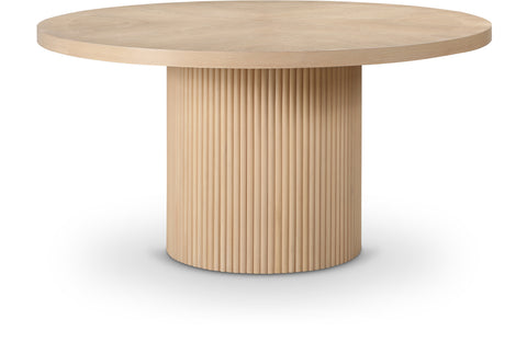 Willow 60" Natural Solid Wood and Oak Veneer Dining Table, 1 Piece