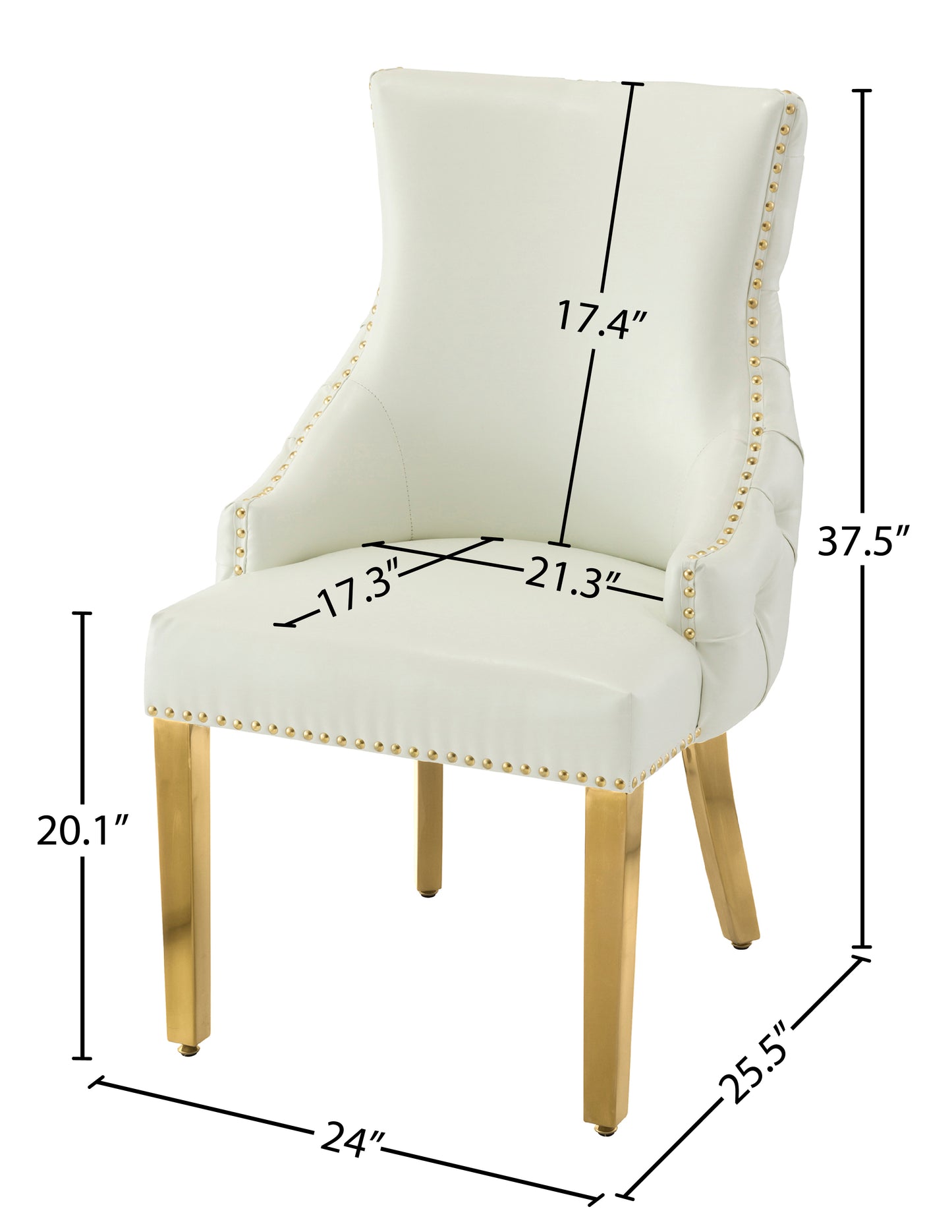 luna white faux leather dining chair c