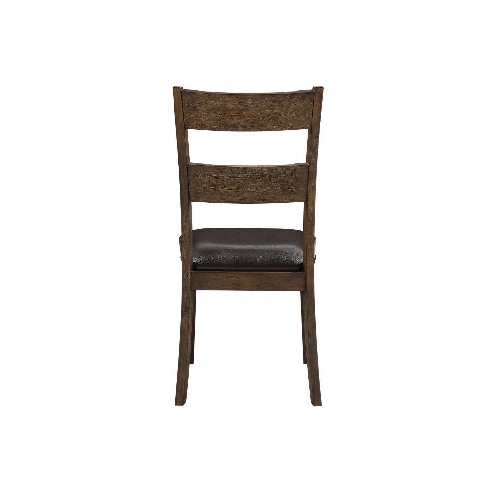 gena side chair (set-2), esspresso synthetic leather & dark oak finish