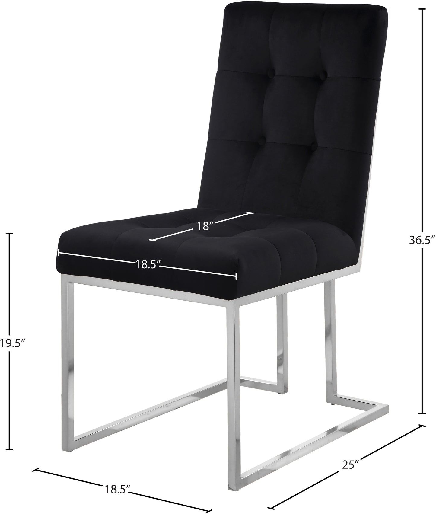 sylvester black velvet dining chair c