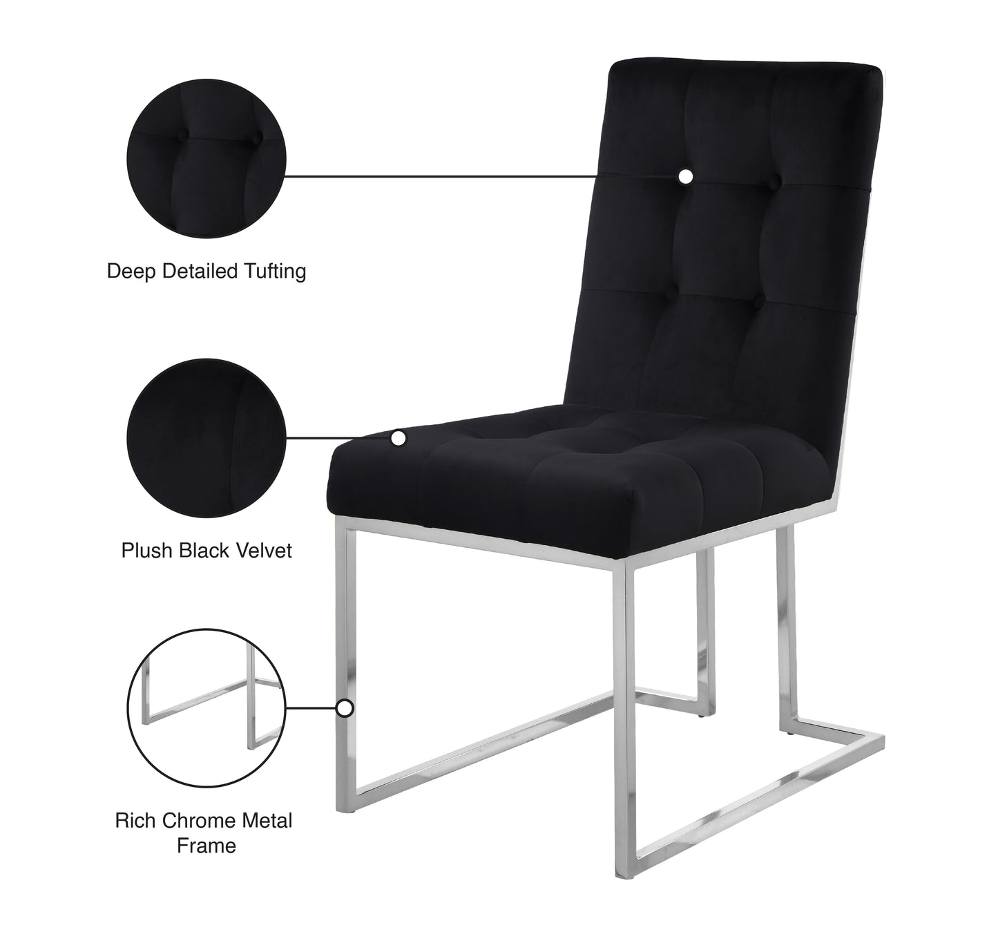 sylvester black velvet dining chair c