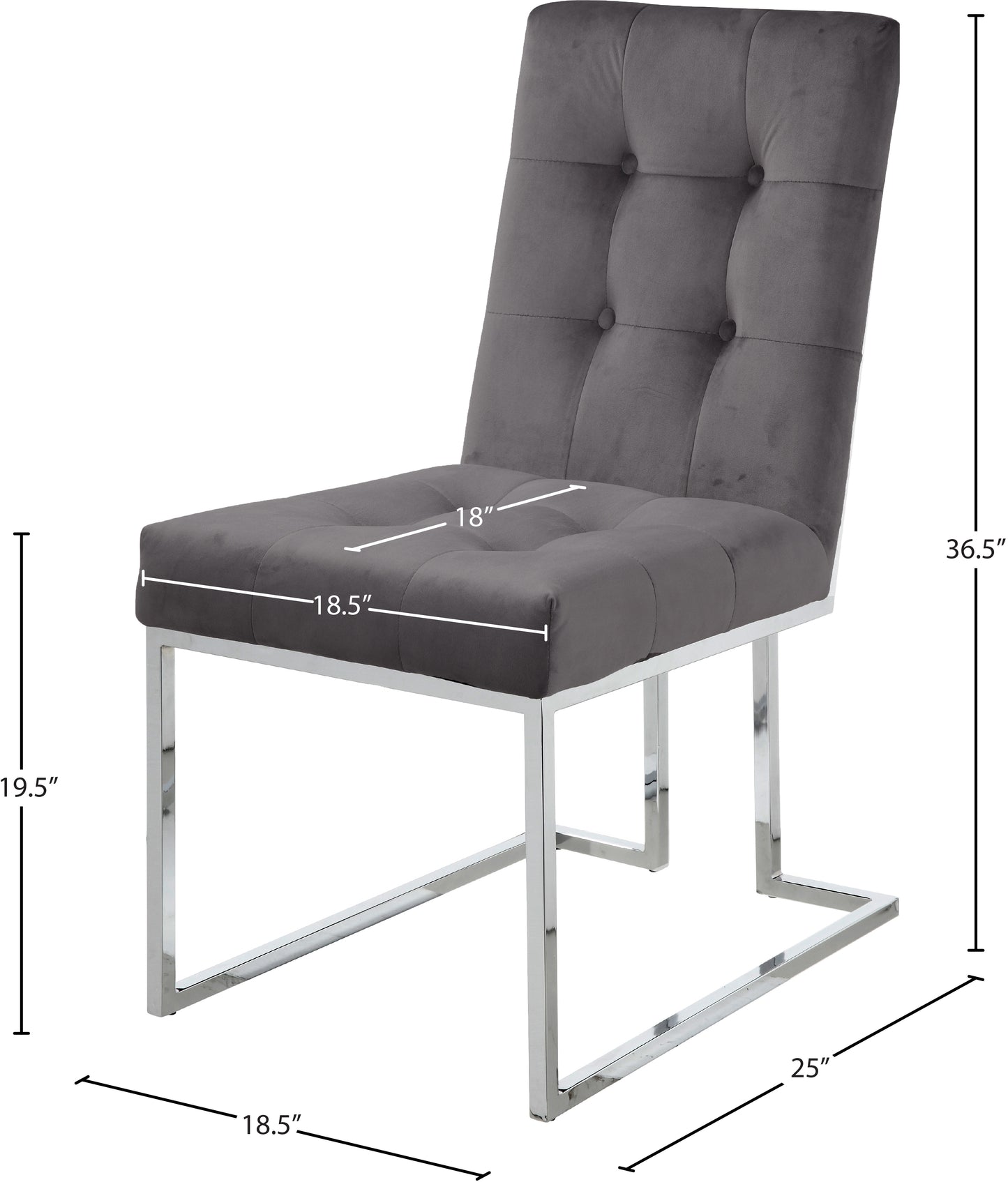 sylvester grey velvet dining chair c