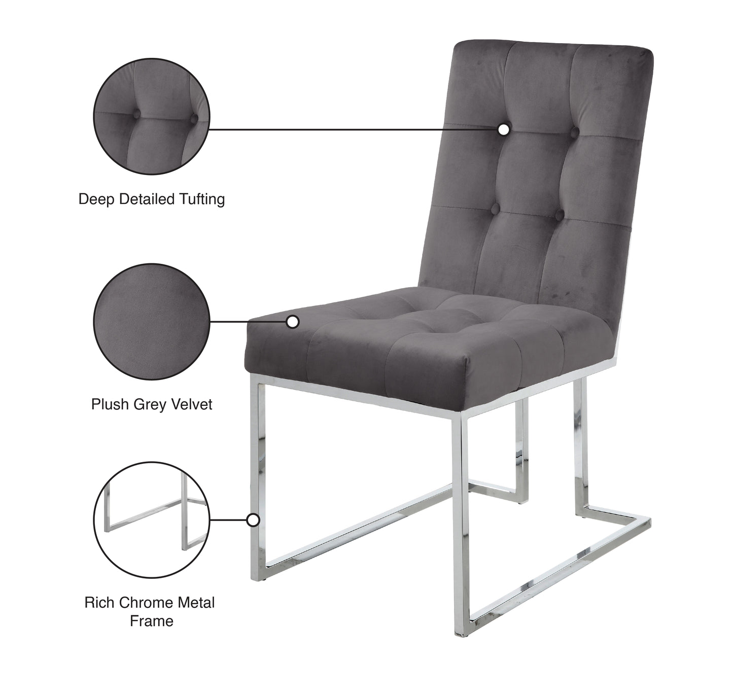 sylvester grey velvet dining chair c