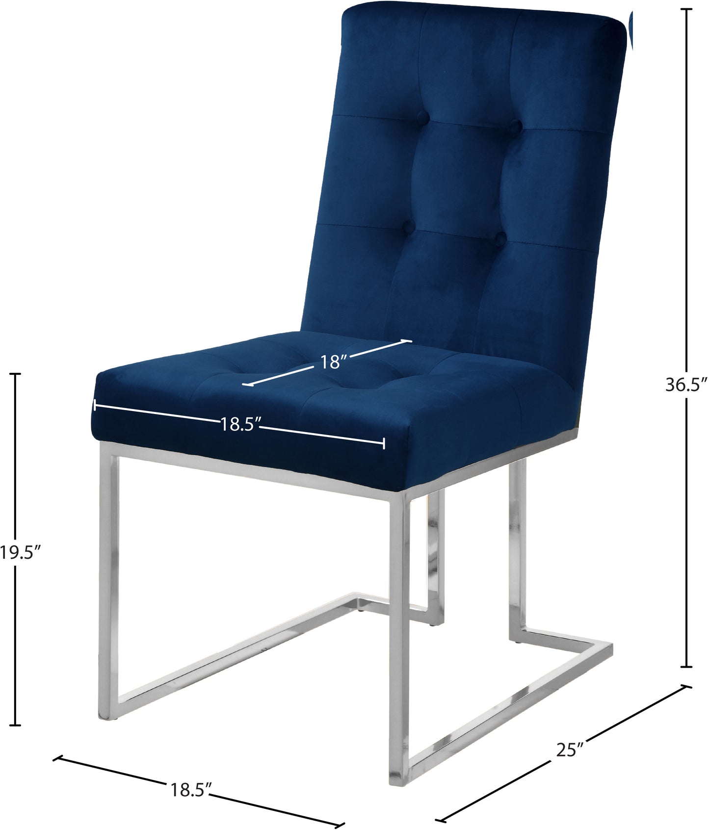 sylvester navy velvet dining chair c