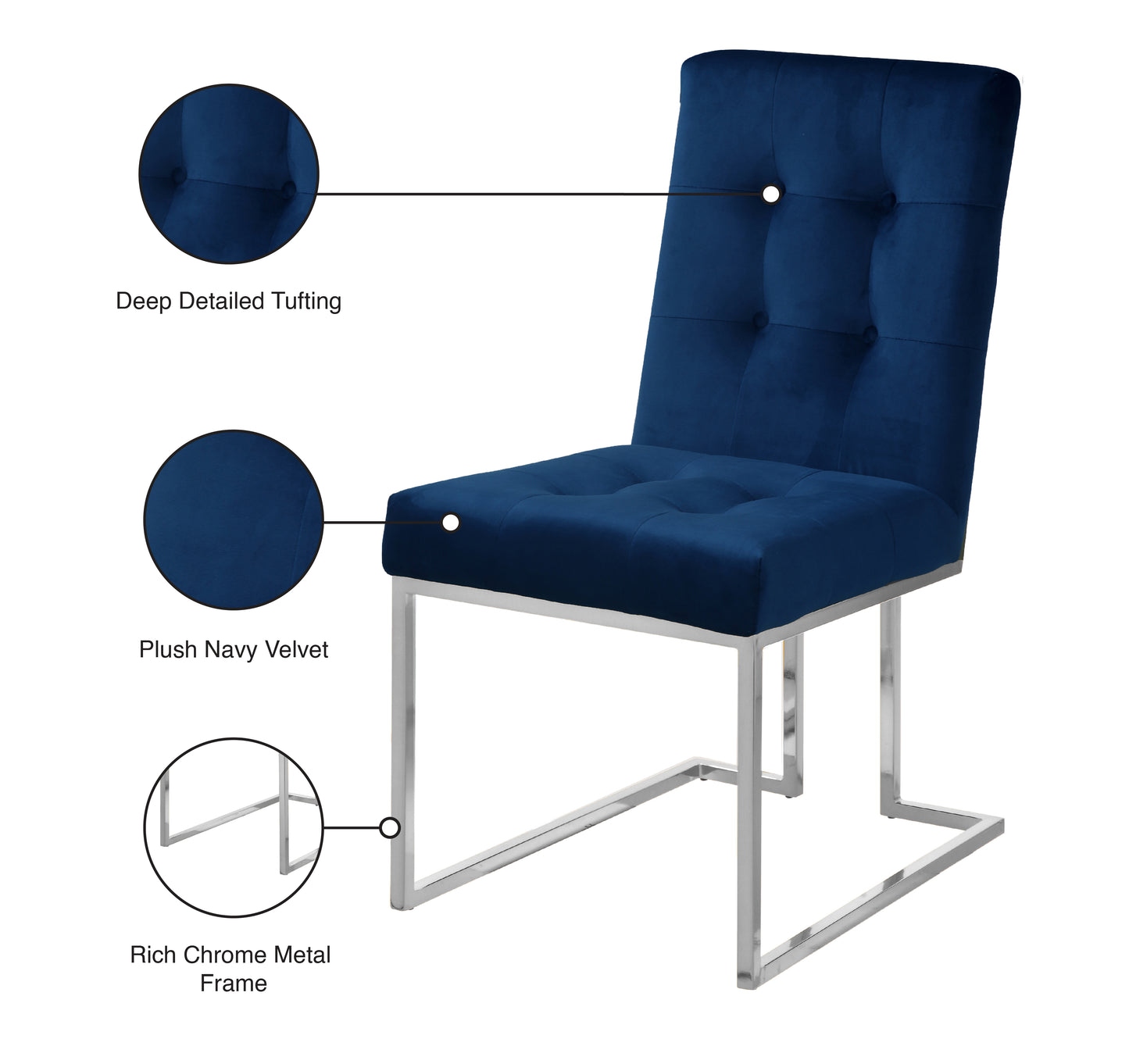 sylvester navy velvet dining chair c