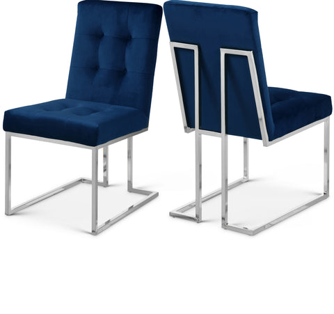 Giselle Navy Velvet Upholstered Dining Chair, 2-Piece (Style 2)