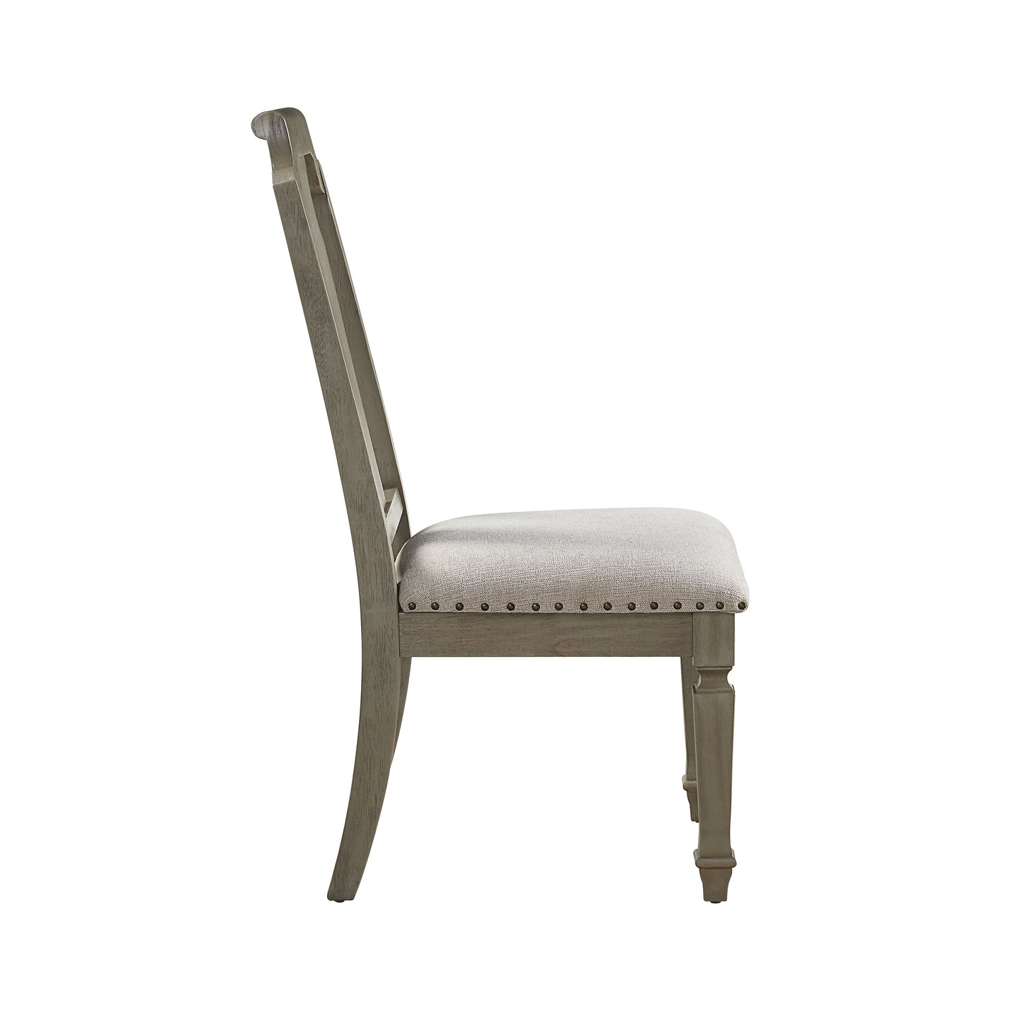 geranio side chair (set-2), beige linen & weathered oak finish