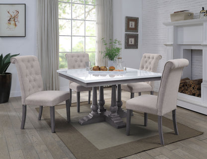 Gerardo Square Dining Table, Marble Top Top & Gray Oak Finish