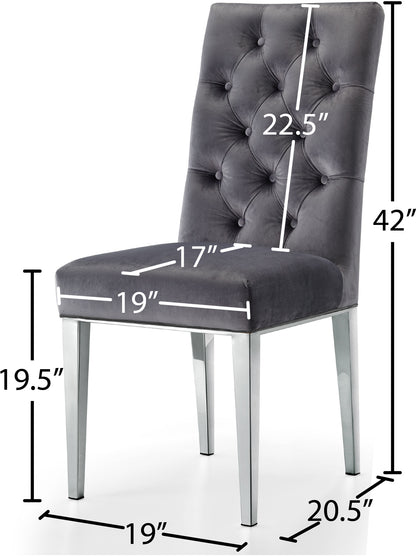 Shell Grey Velvet Dining Chair C