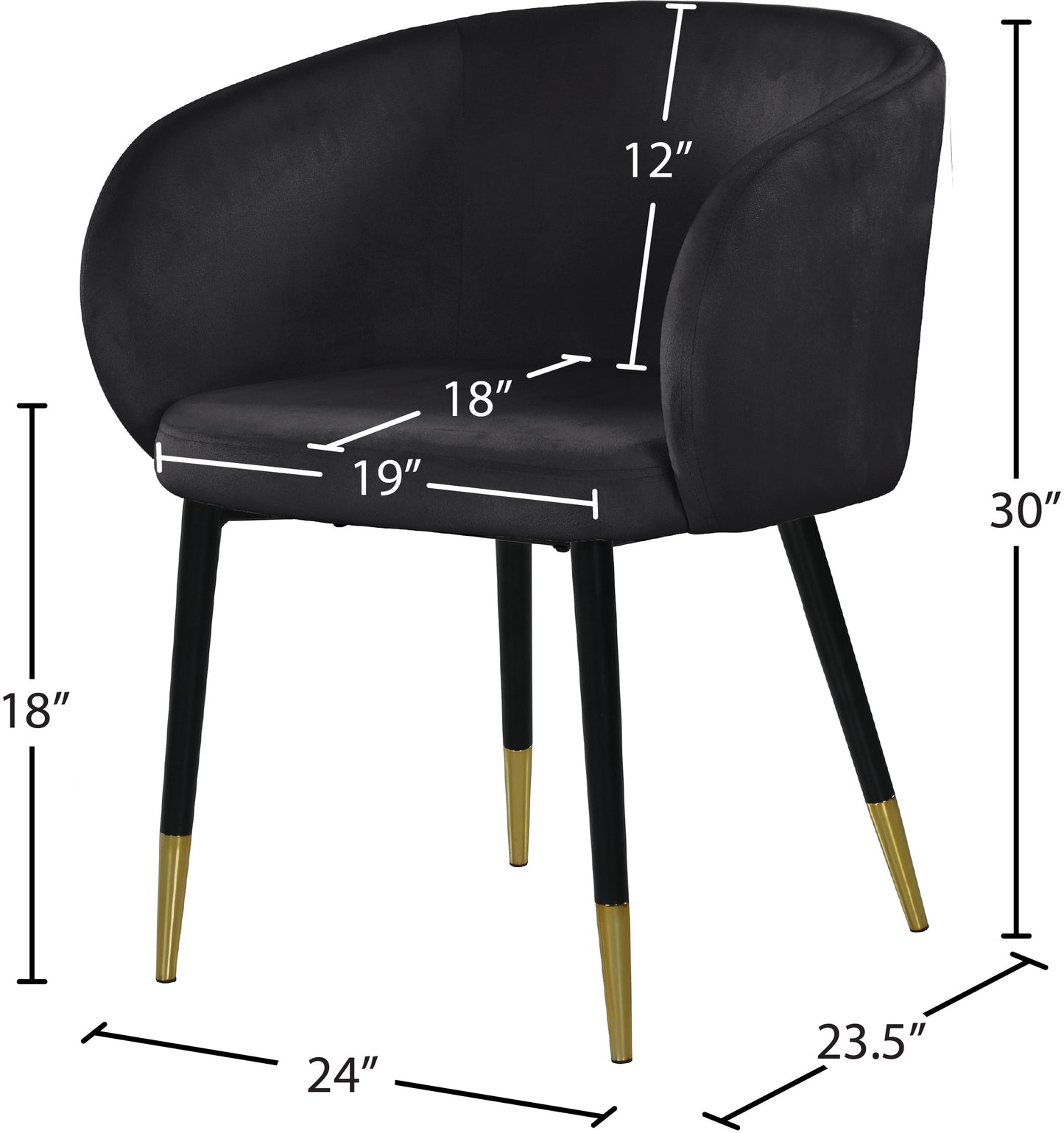 andaz black velvet dining chair c