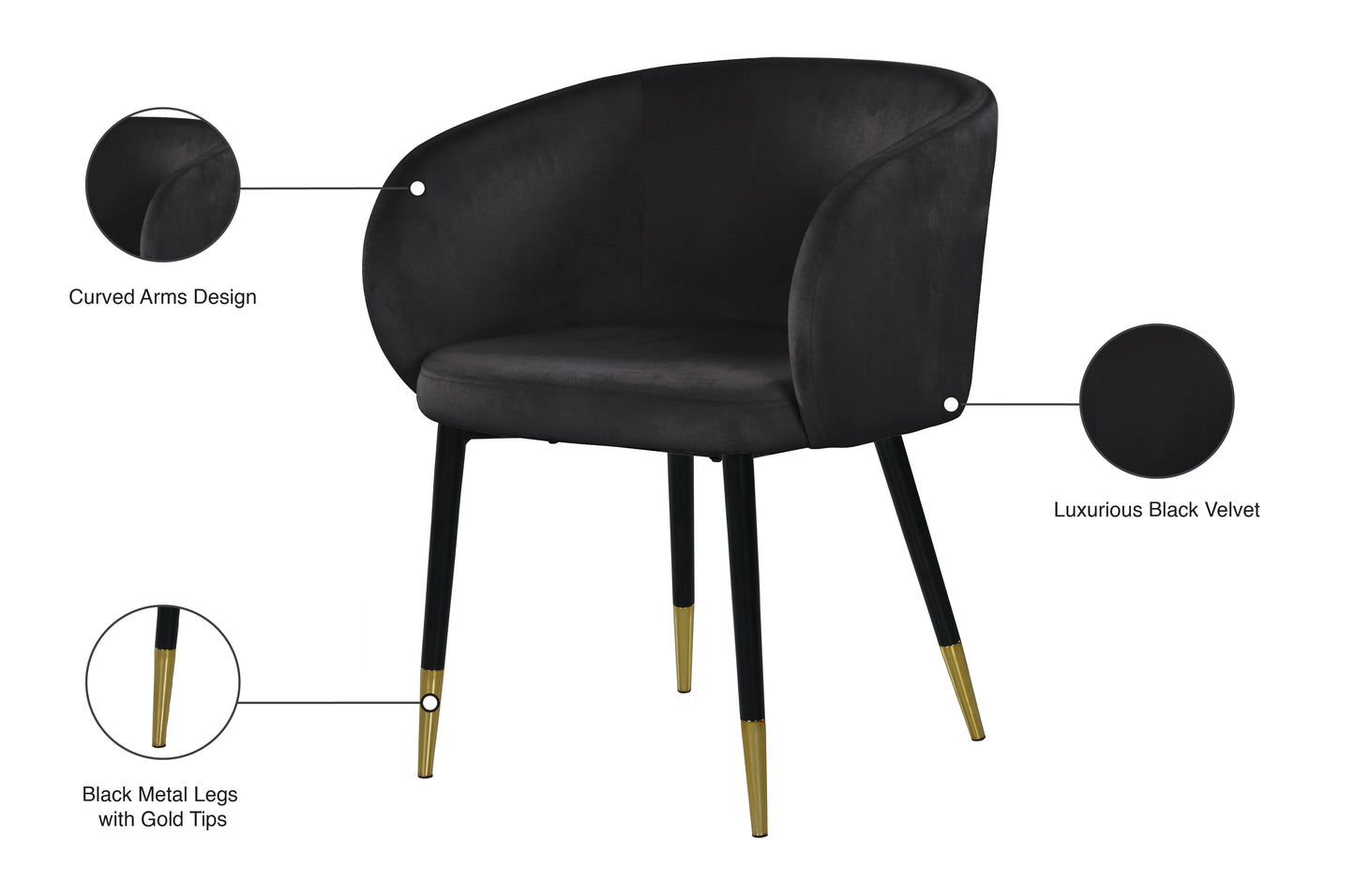 andaz black velvet dining chair c