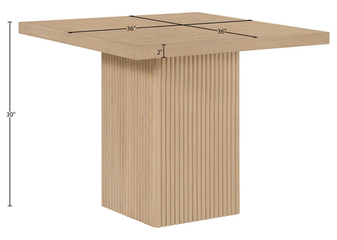 Willow 36" Natural Solid Wood And Oak Veneer Dining Table / Card Table, 1 Piece