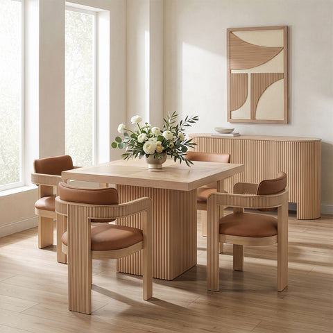 Willow 36" Natural Solid Wood And Oak Veneer Dining Table / Card Table, 1 Piece