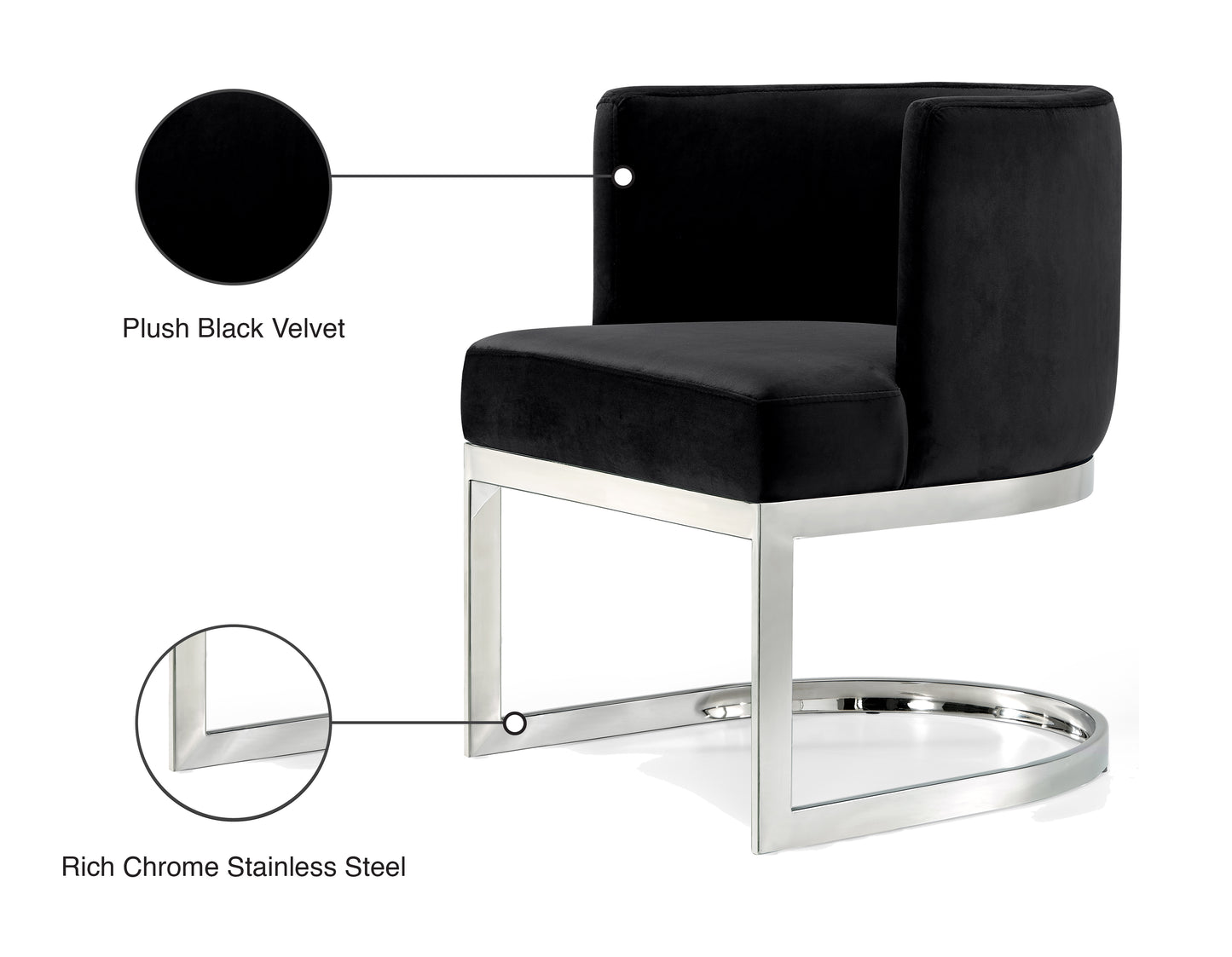 chapman black velvet dining chair c