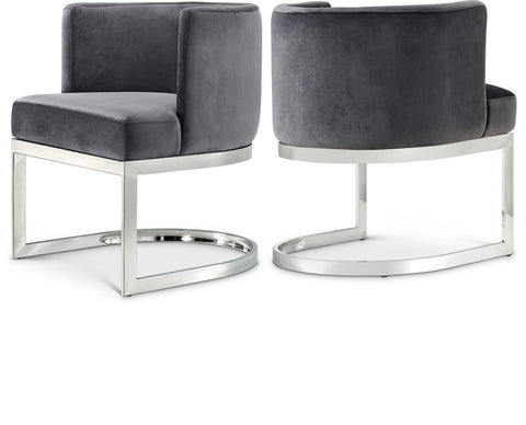 Delaney Grey Velvet Upholstered Dining Chair, 1 Piece (Style 2)