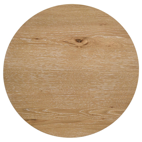 Leighton Round Sculptural Wood End Table Light Oak