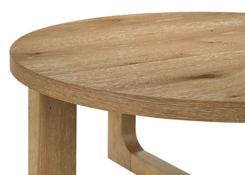 Leighton Round Sculptural Wood End Table Light Oak