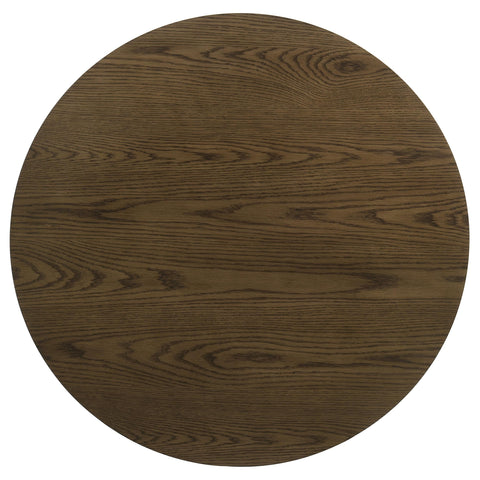 Leighton Round Sculptural Wood Coffee Table Brown