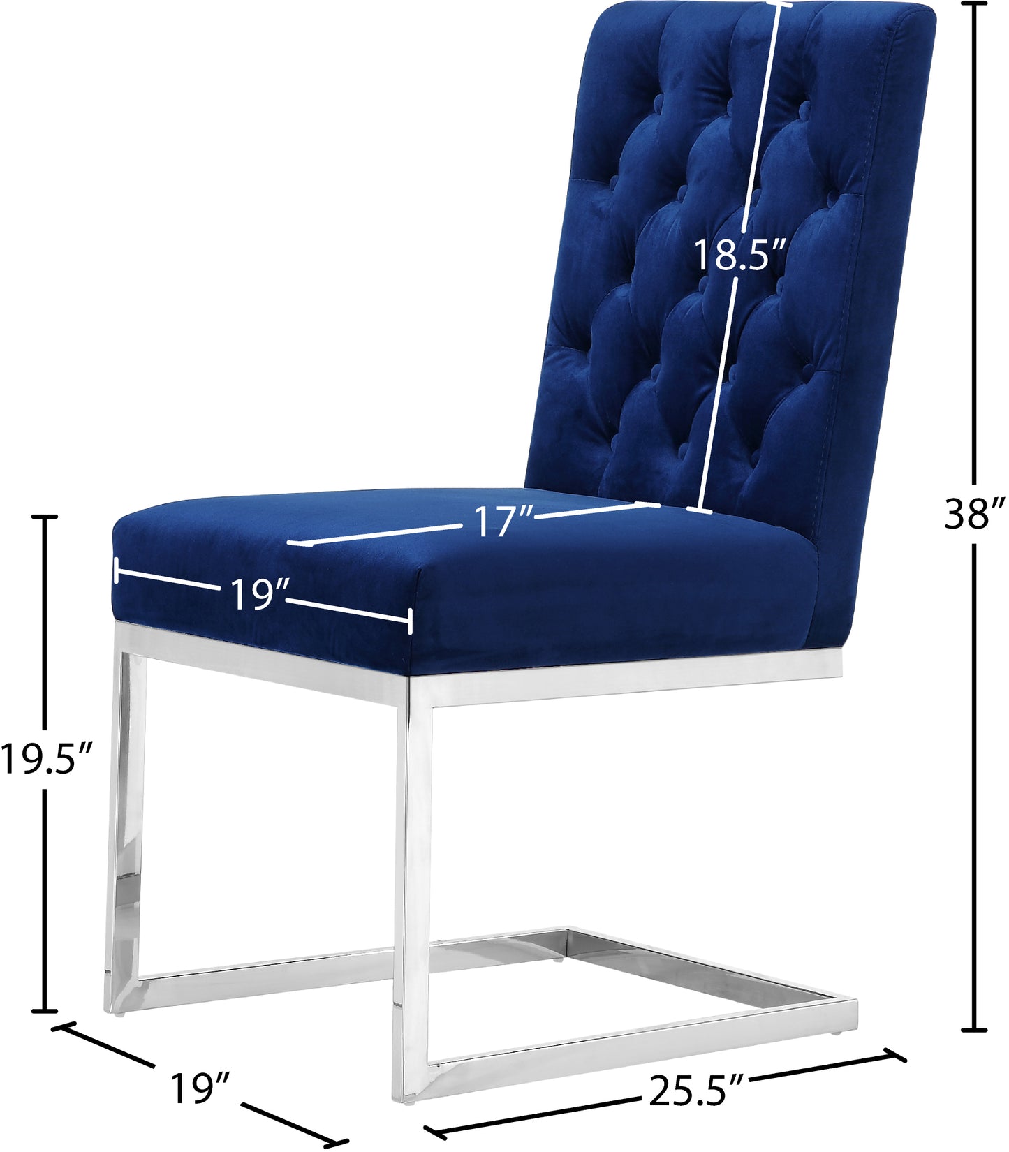 caleb navy velvet dining chair c