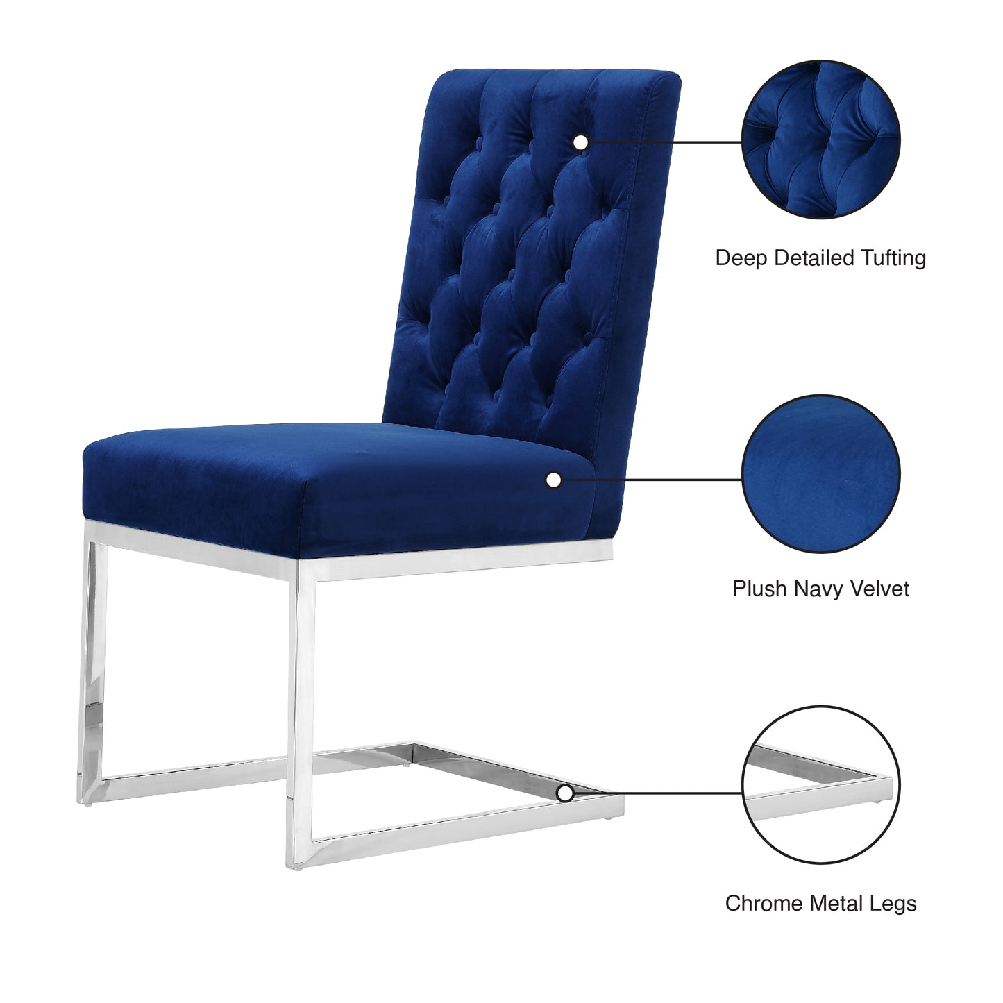 caleb navy velvet dining chair c