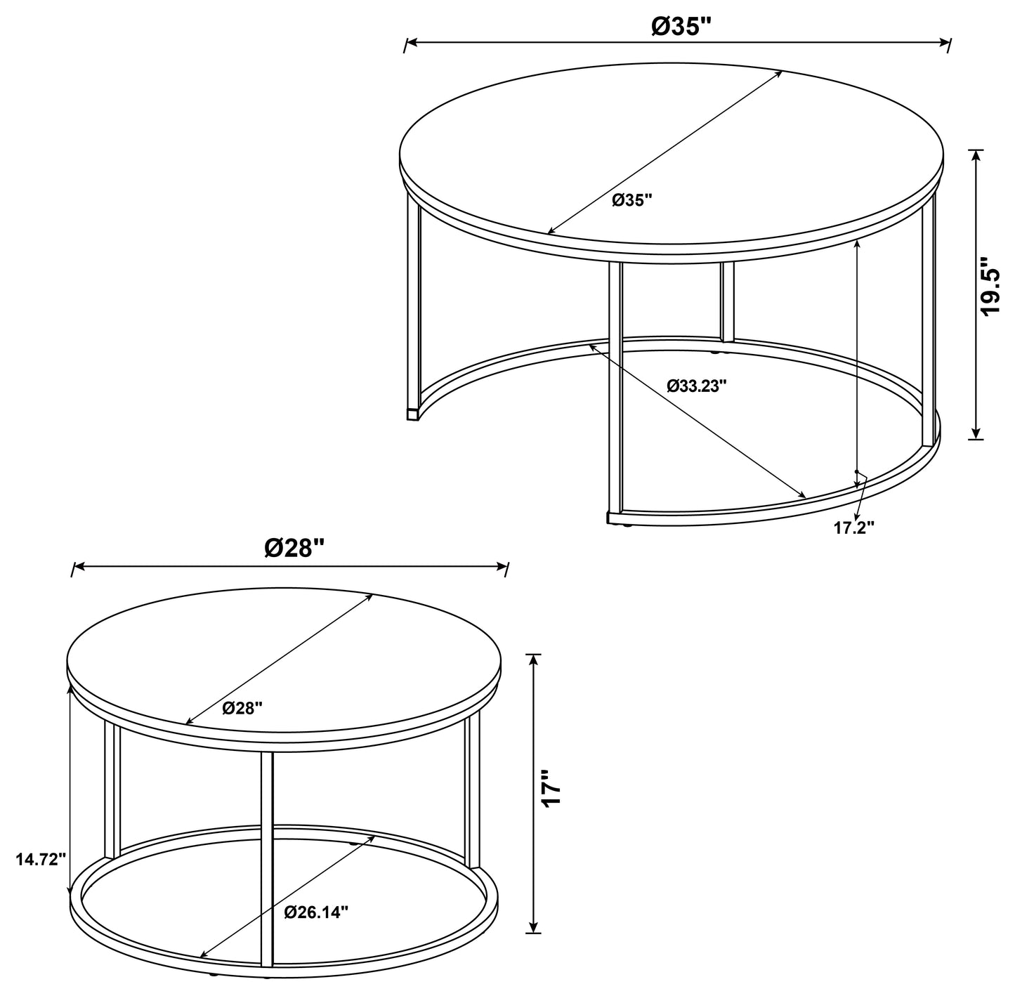 2 pc nesting coffee table