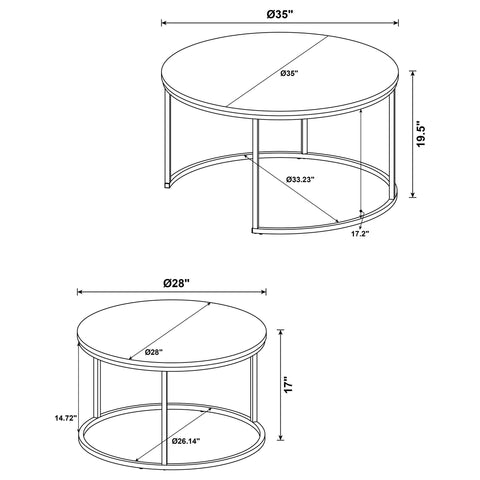 Bling 2-piece Round Nesting Coffee Table Mango
