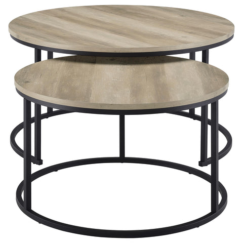 Bling 2-piece Round Nesting Coffee Table Distressed Pine