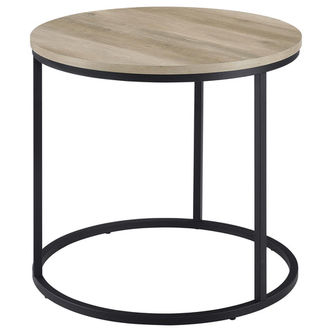 Bling Round Occasional Side End Table Distressed Pine