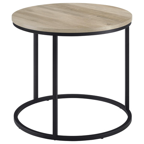 Bling Round Occasional Side End Table Distressed Pine