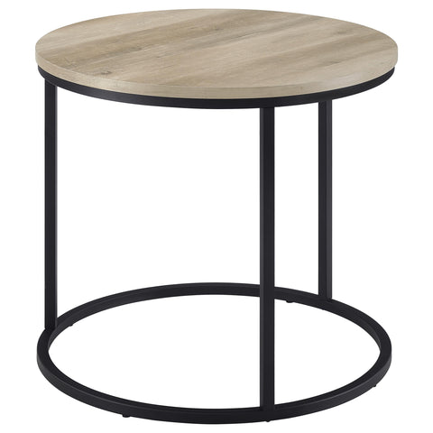 Bling Round Occasional Side End Table Distressed Pine
