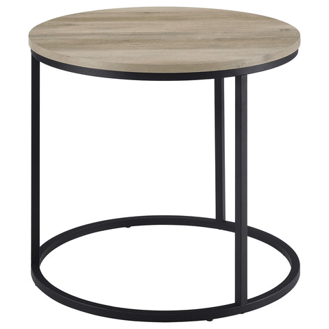 Bling Round Occasional Side End Table Distressed Pine