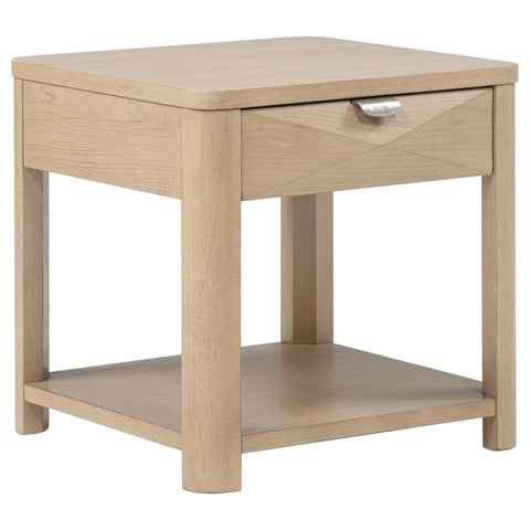 Felicity Wood End Table with Drawer and Shelf Light Elm