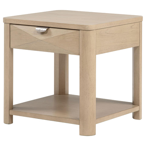 Felicity Wood End Table with Drawer and Shelf Light Elm