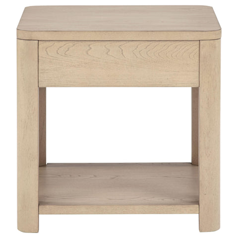 Felicity Wood End Table with Drawer and Shelf Light Elm