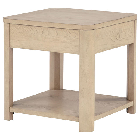 Felicity Wood End Table with Drawer and Shelf Light Elm
