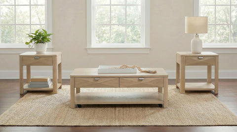 Felicity Wood End Table with Drawer and Shelf Light Elm