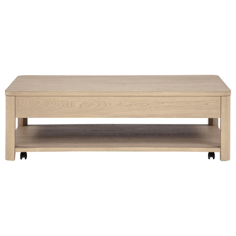 Felicity Wood Coffee Table with 2 Drawers and Shelf Light Elm