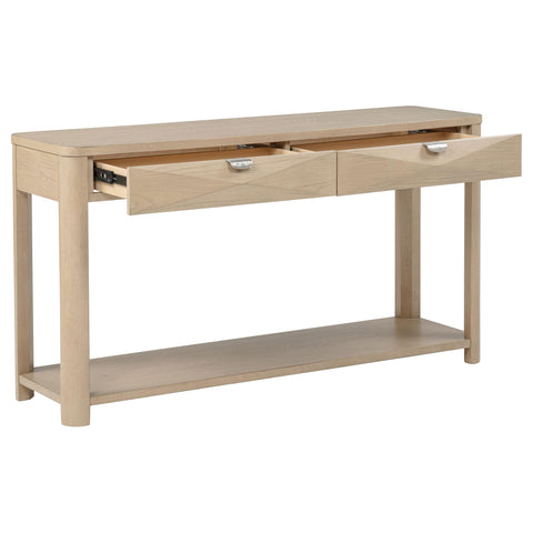 Felicity Sofa Console Table with 2 Drawers and Shelf Light Elm