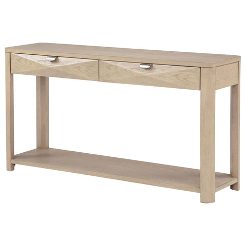 Felicity Sofa Console Table with 2 Drawers and Shelf Light Elm