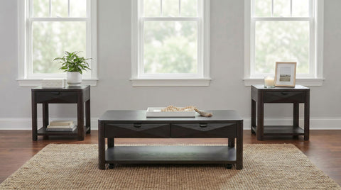 Felicity Wood End Table with Drawer and Shelf Coffee