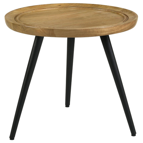 Lawtey Round Mango Wood Side End Table Natural and BlackNatural