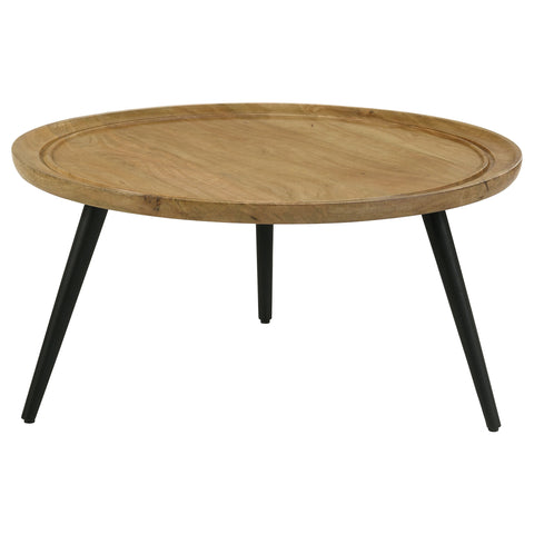 Lawtey Round Mango Wood Coffee Table Natural and BlackNatural