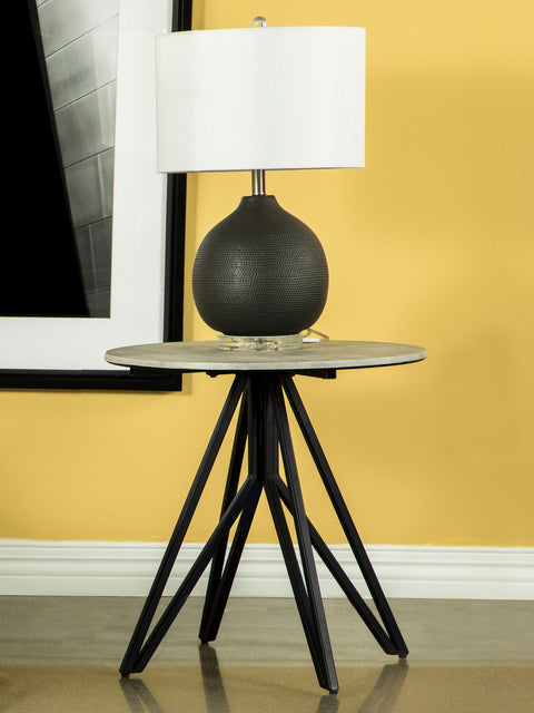 Bellatrix Round SmartTop Side End Table Cement and GunmetalCement