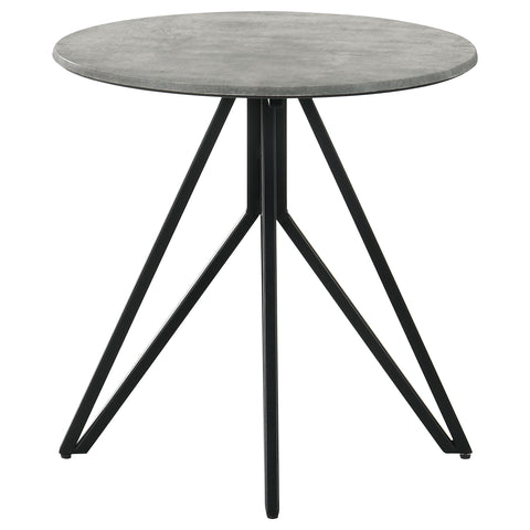 Bellatrix Round SmartTop Side End Table Cement and GunmetalCement